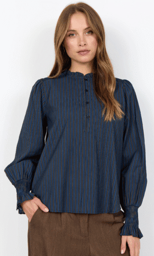 SoyaConcept skjorte bluse med striber og kina krave