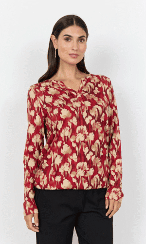 SoyaConcept bluse med v-hals og elastik ved taljen