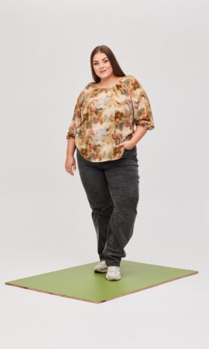 No1 By Ox bluse med rund hals og 3/4 ærmer