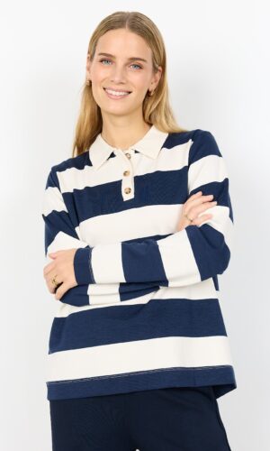 SoyaConcept sweat shirt med striber og krave