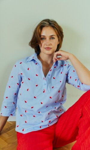 Freequent skjorte med broderet hjerter