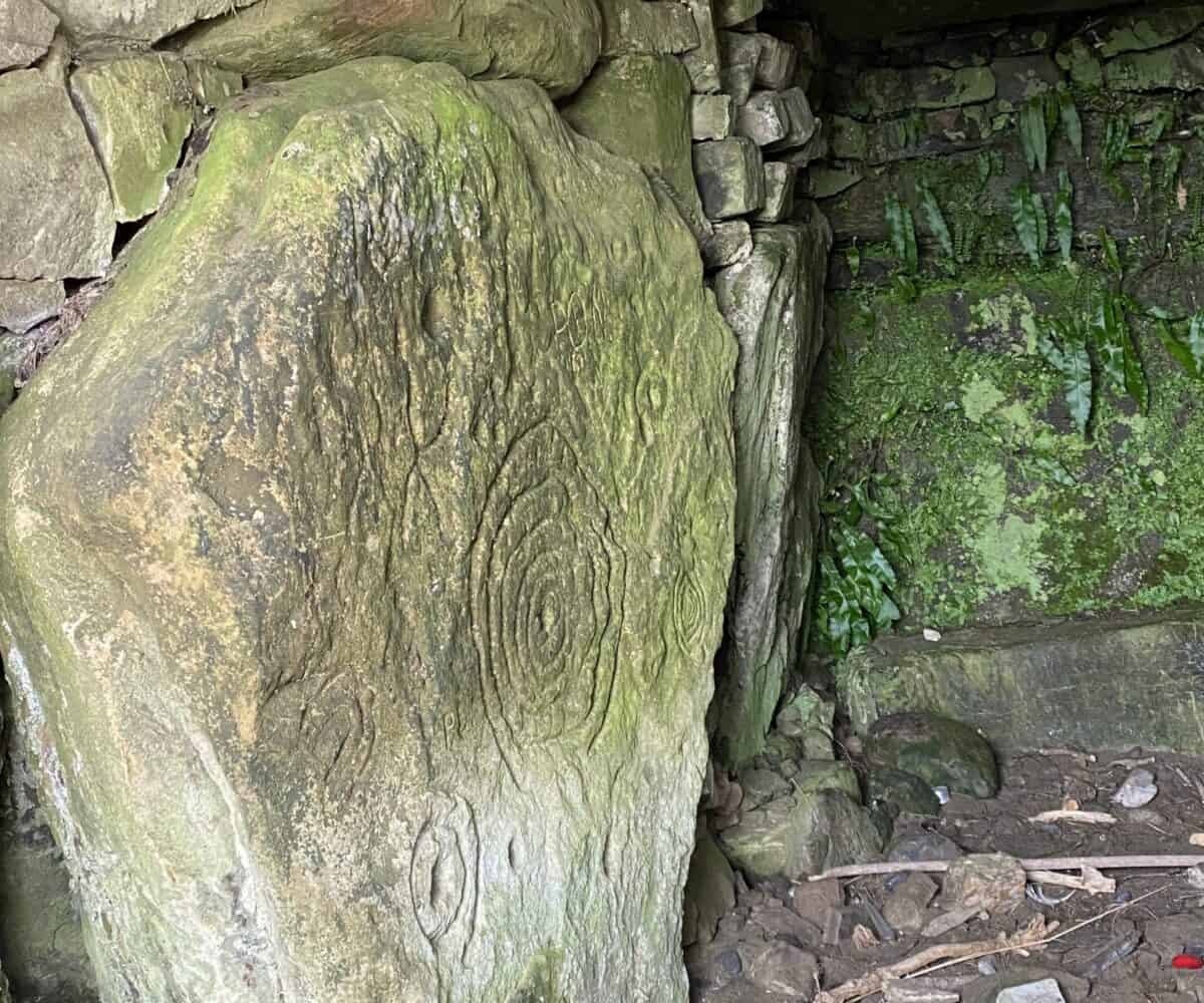 Private Day Tour. megalithic passage tomb made 5000 years ago by neolithic people burial site ritual site Celtic art spirals