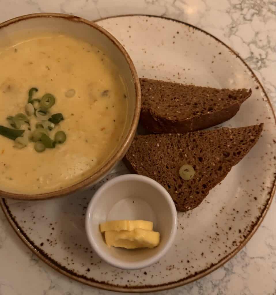 Traditional Irish food & Cuisine - Seafood Chowder with brown soda bread