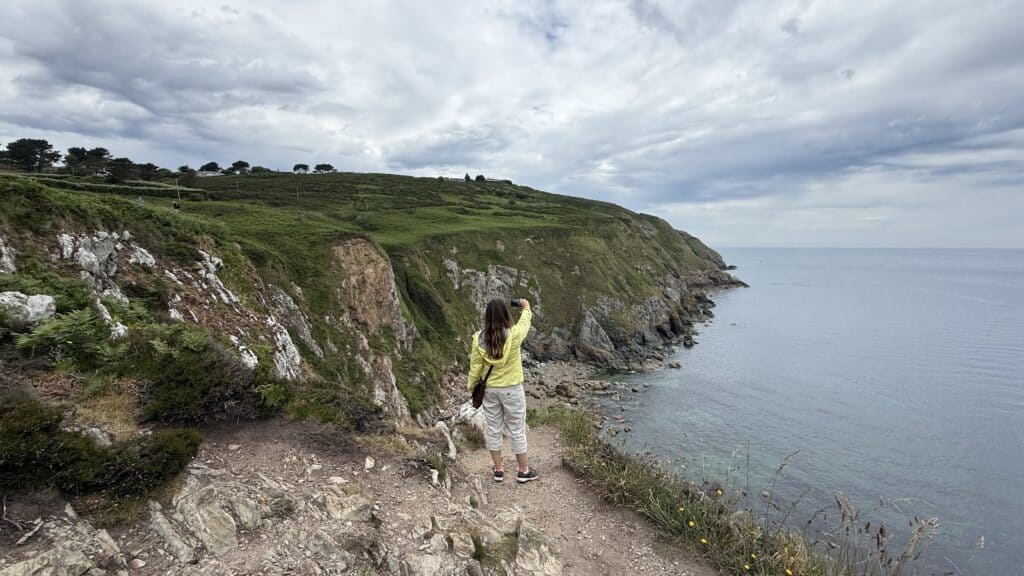 Visitor enjoying the Howth Cliff Walk on a private tour from Dublin