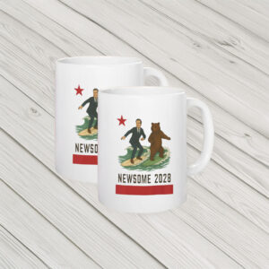 Surfing California Bear Political Campaign Coffee Cup, Gavin Newsom 2028 Mug