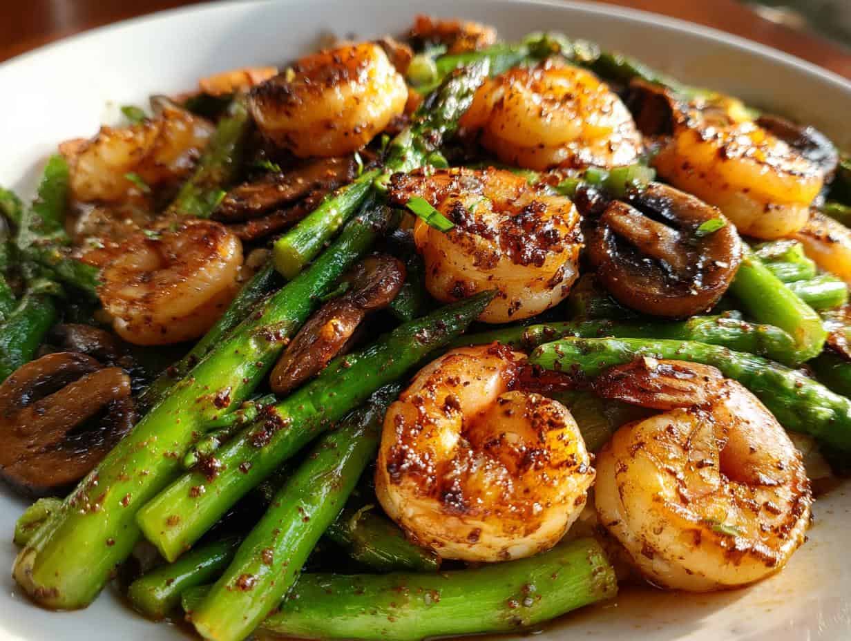 Shrimp and Asparagus Stir-Fry with Mushrooms