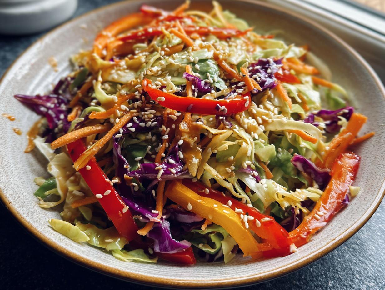 Asian Sesame Cabbage Salad: Astonishingly Quick Crisp - Asian Sesame Cabbage Salad - additional detail
