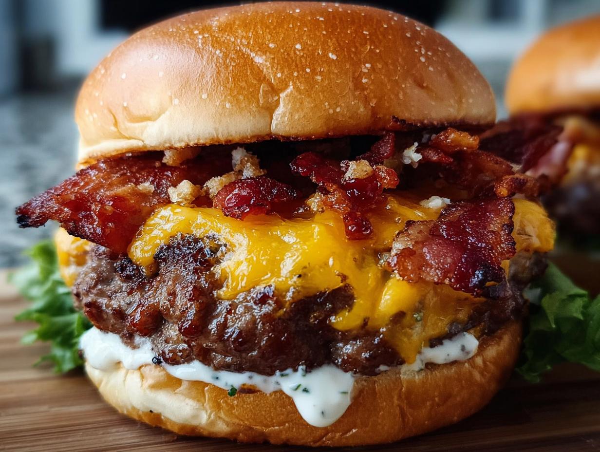 Bacon Cheddar Ranch Burgers: 15-Minute Meal - Bacon Cheddar Ranch Burgers - additional detail