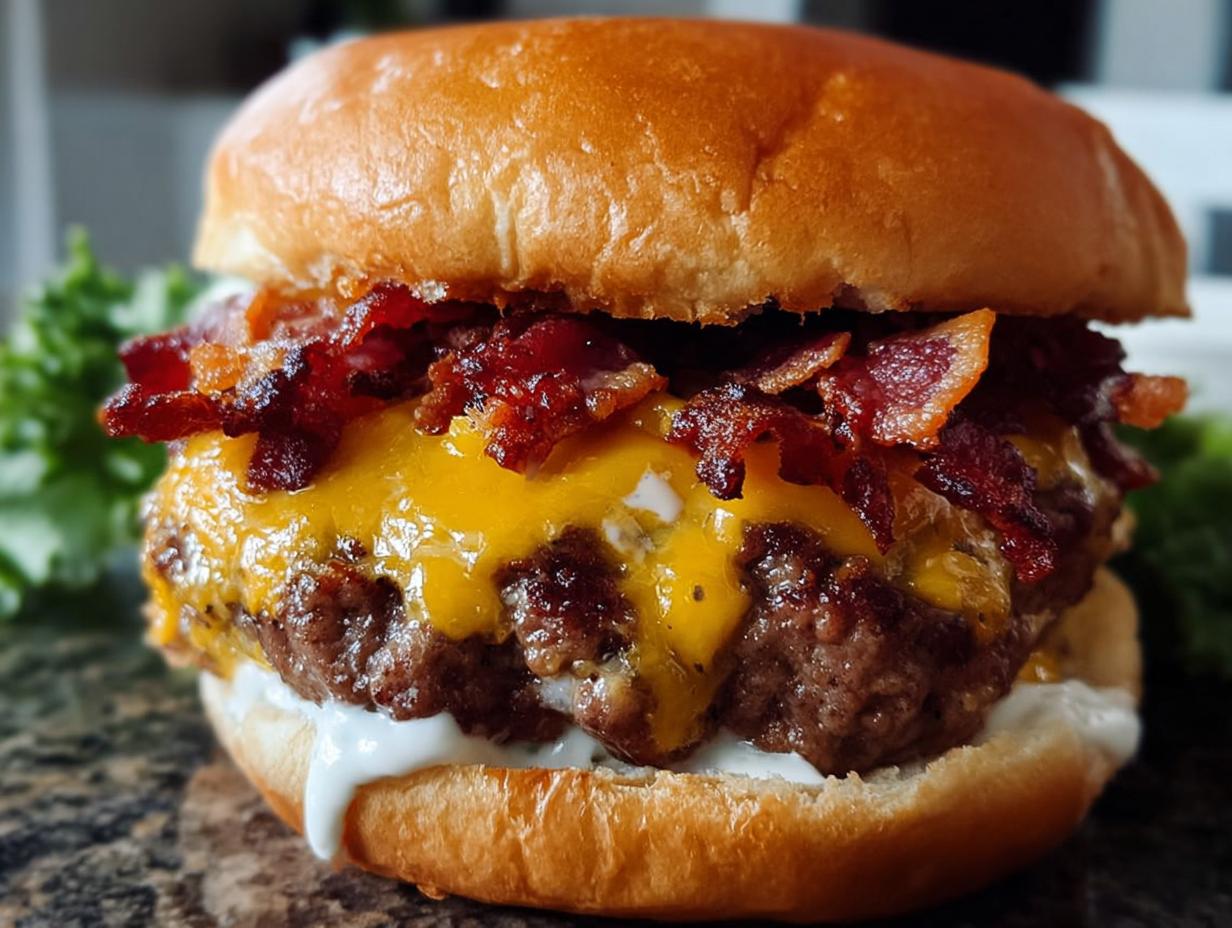 Bacon Cheddar Ranch Burgers: 15-Minute Meal - Bacon Cheddar Ranch Burgers - additional detail