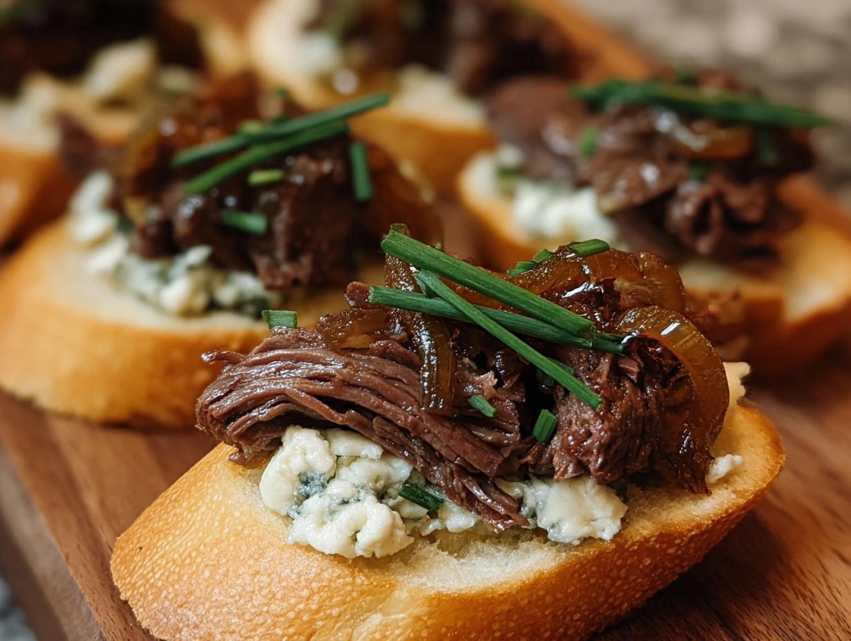 Braised Beef Crostini Blue: Divine Appetizer - Braised Beef Crostini Blue - additional detail