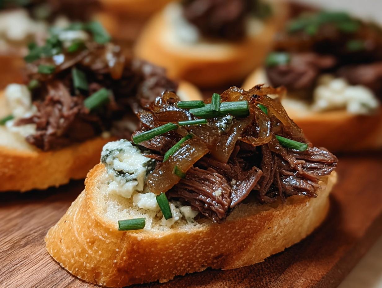 Braised Beef Crostini Blue