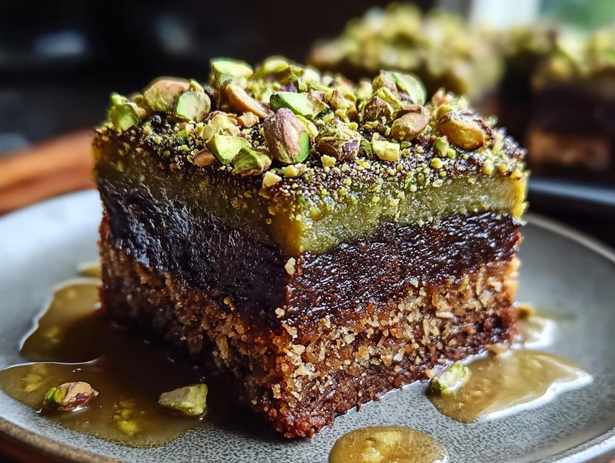 Decadent Pistachio Kunafa Brownies: 1 Amazing Bite - Decadent Pistachio Kunafa Brownies - additional detail