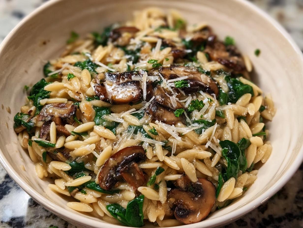 Garlic Butter Orzo Mushrooms