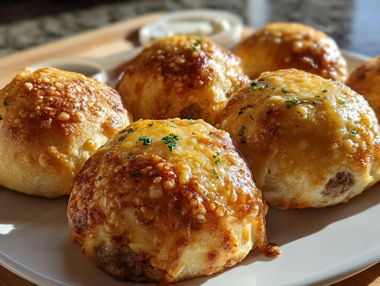 Garlic Parmesan Cheeseburger Bombs: 1 Savory Bite - Garlic Parmesan Cheeseburger Bombs - additional detail