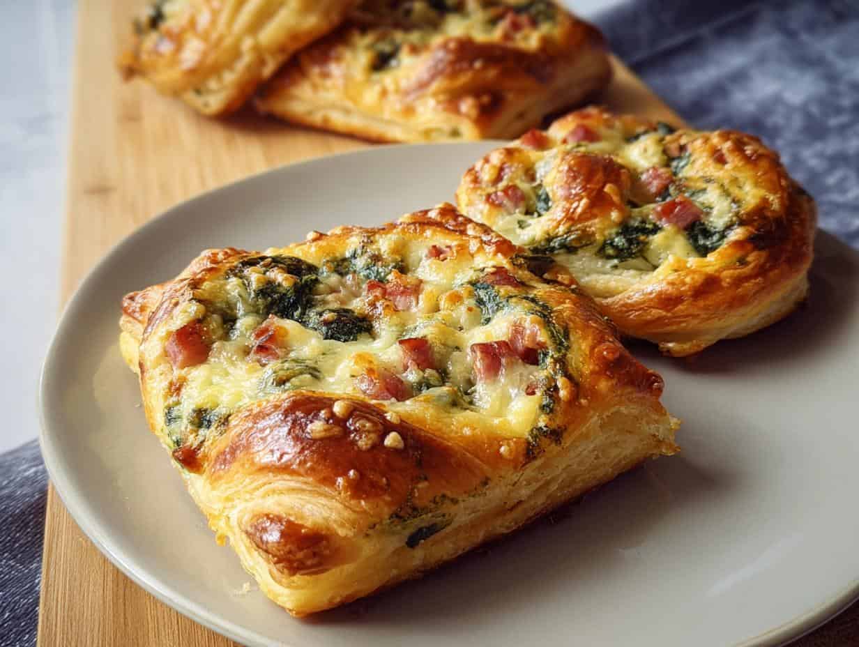 Ham Cheese Spinach Puffs