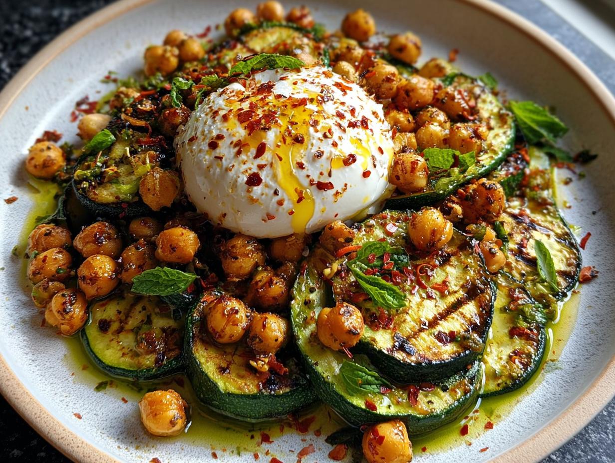 Zucchini Chickpea Burrata Salad: 6-Minute Crispy Chickpeas - Zucchini Chickpea Burrata Salad - main visual representation
