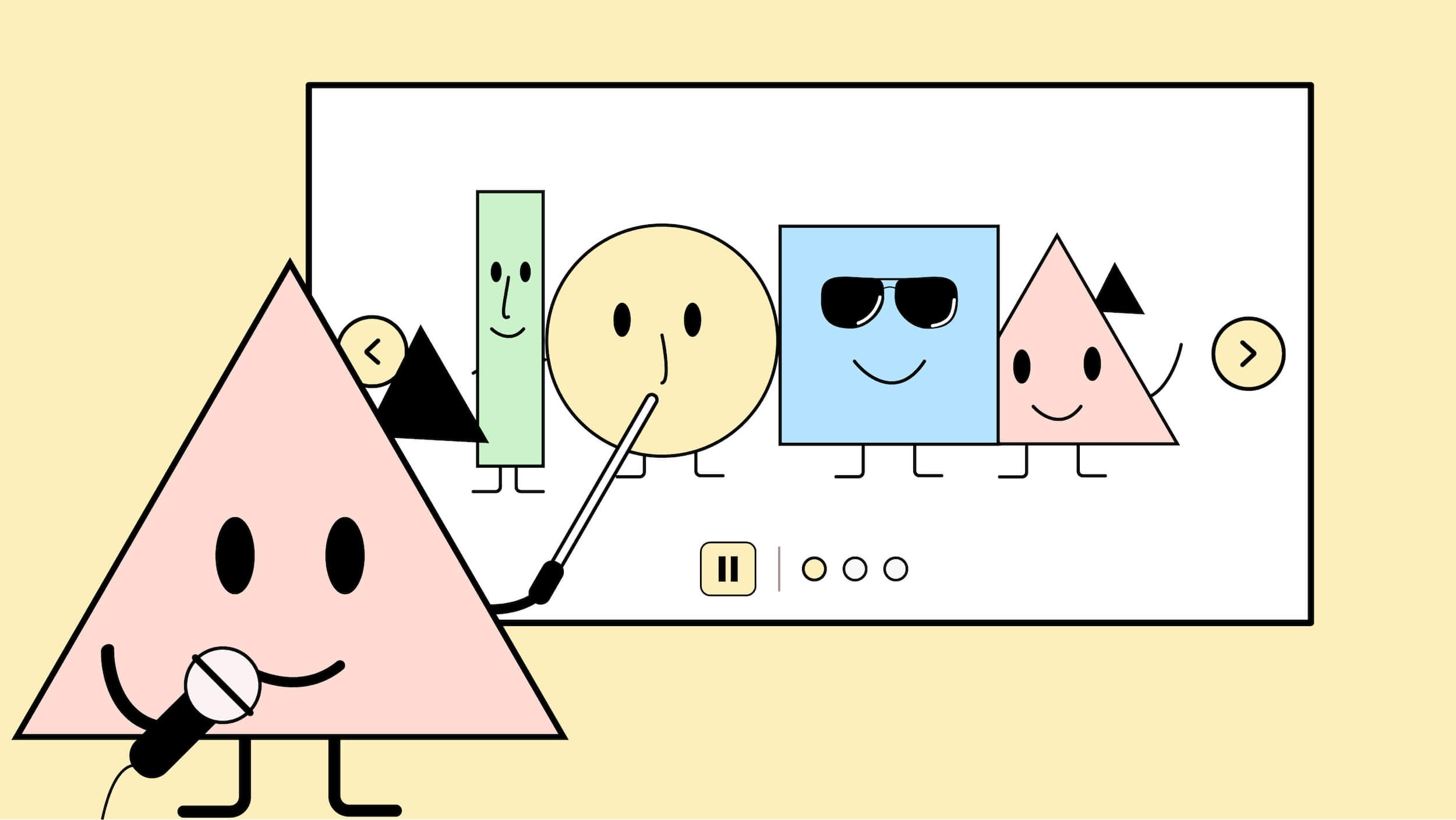 Unsere Taube Figur Tine steht mit einem Mikrofon vor einer Slideshow und präsentiert etwas.