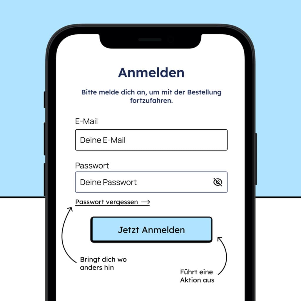 Ein Button führt eine Aktion aus, während ein Link dich woanders hinführt.