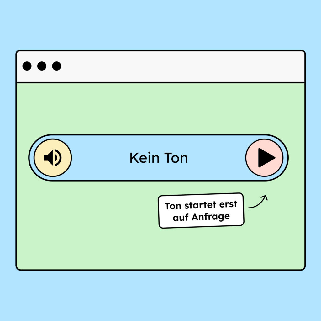 Eine Illustration einer Audiodatei auf einer Website. Die Audiodatei läuft nicht, aber man kann sie über einen Button starten.