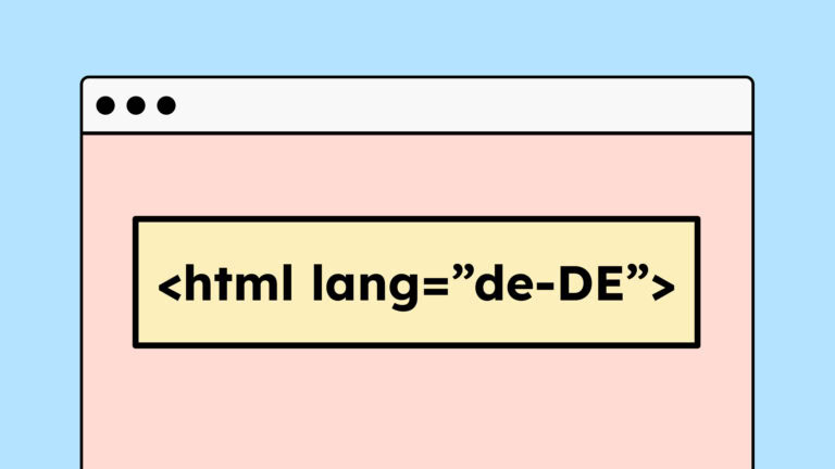 Illustration einer Website bei der im language-Attribut die Sprache Deutsch angegeben ist.