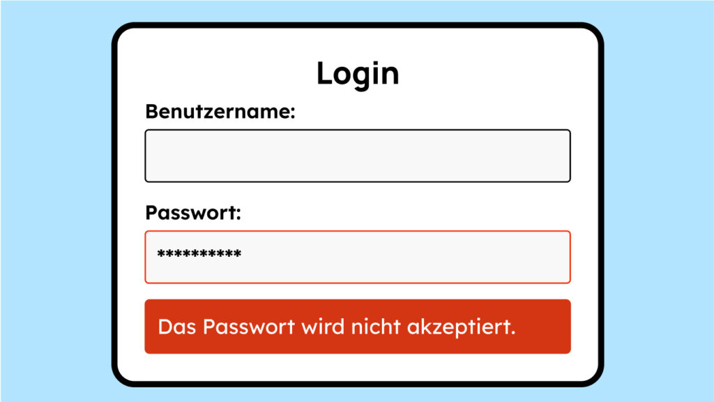 Ein Formular zudem ein Fehler durch Text angezegit wird.