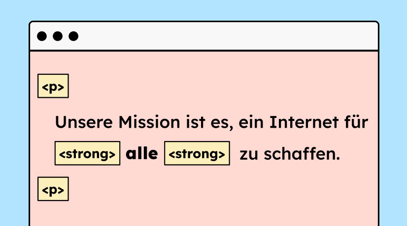 Beispiel von einem Paragrafen, der einen gefetteten Text beinhaltet. Der Text wurde hier richtig mit einem strong-Tag gefettet.
