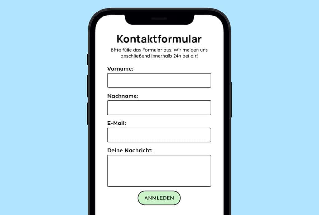 Das Gleiche Formular vom Bild davor. Diesmal haben die einzelnen Fomular-Felder allerdings Beschriftungen.