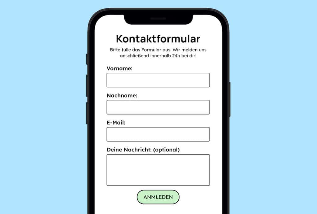 Wieder das gleiche Formular. Diesmal haben die Beschriftungen der Felder einen Zusatz, dass sie optional sind.