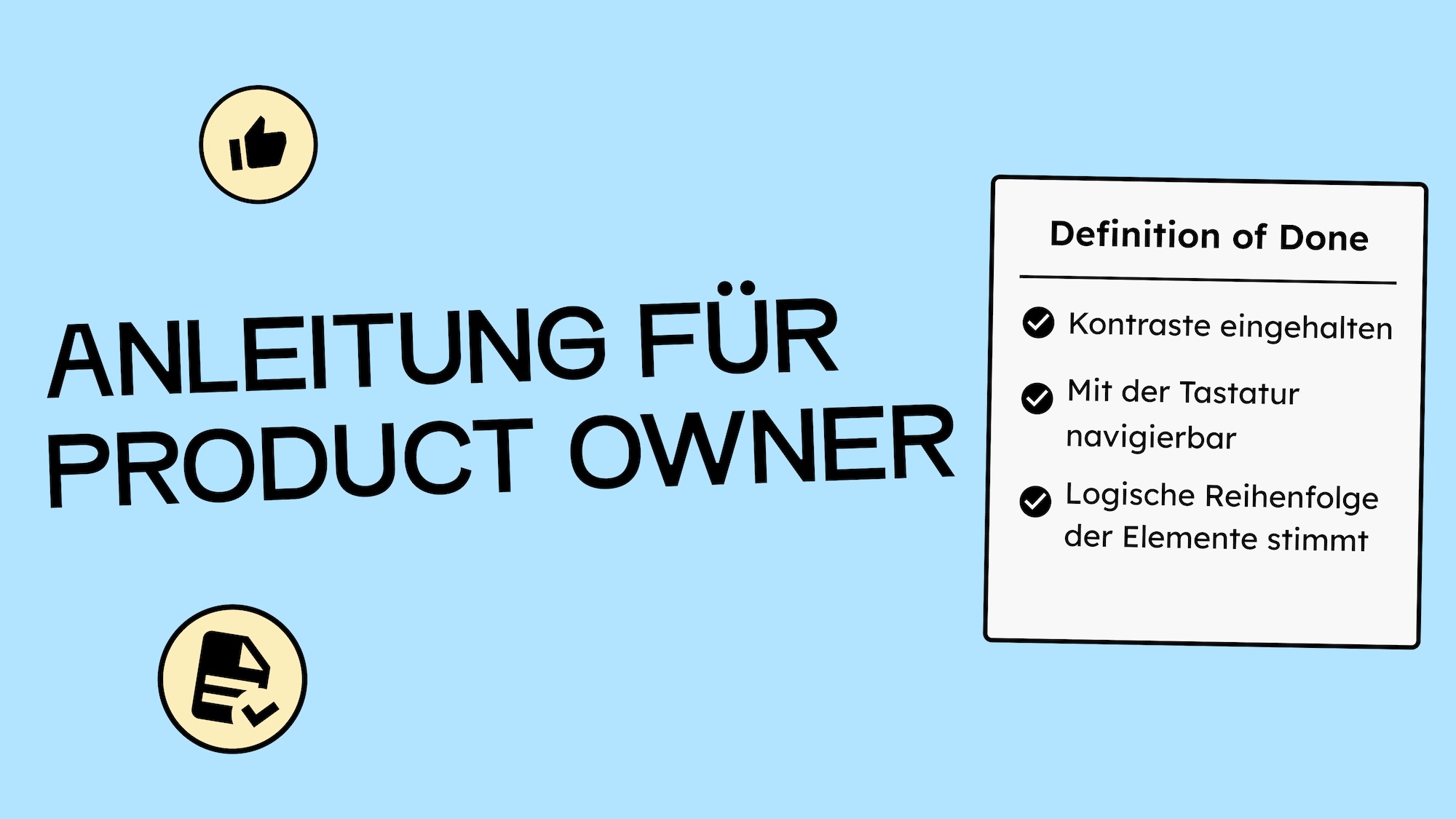Anleitung für Product Owner. Eine Illustration von einer Checkliste