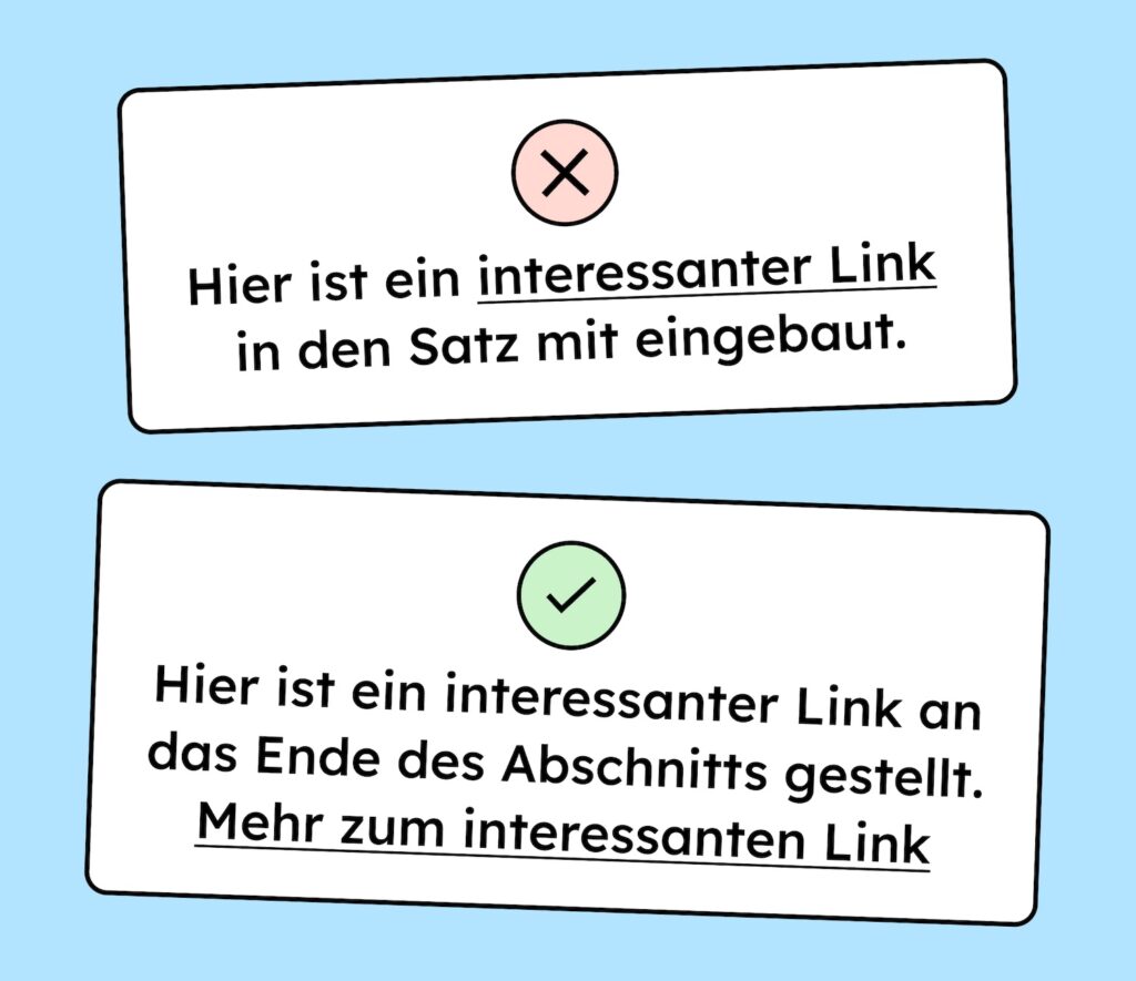 Zwei Beispiele von Links. Ein mal in der Mitte des Satzes und ein mal am Ende des Satzes.