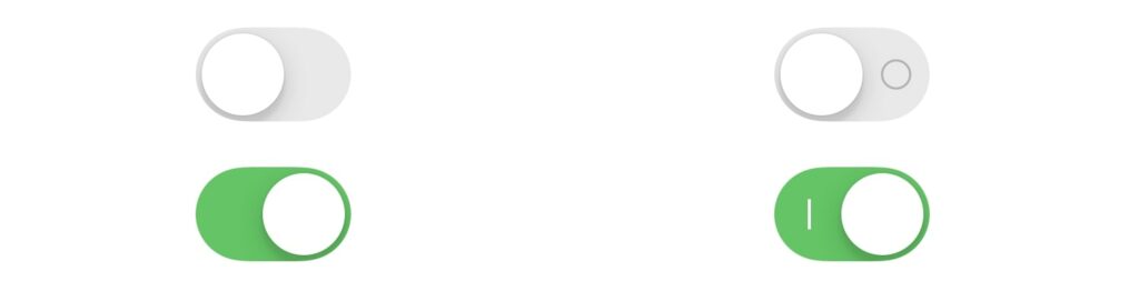 Des Toggle von Apple. Ein mal mit zusätzlichen Icons und ein mal ohne.
