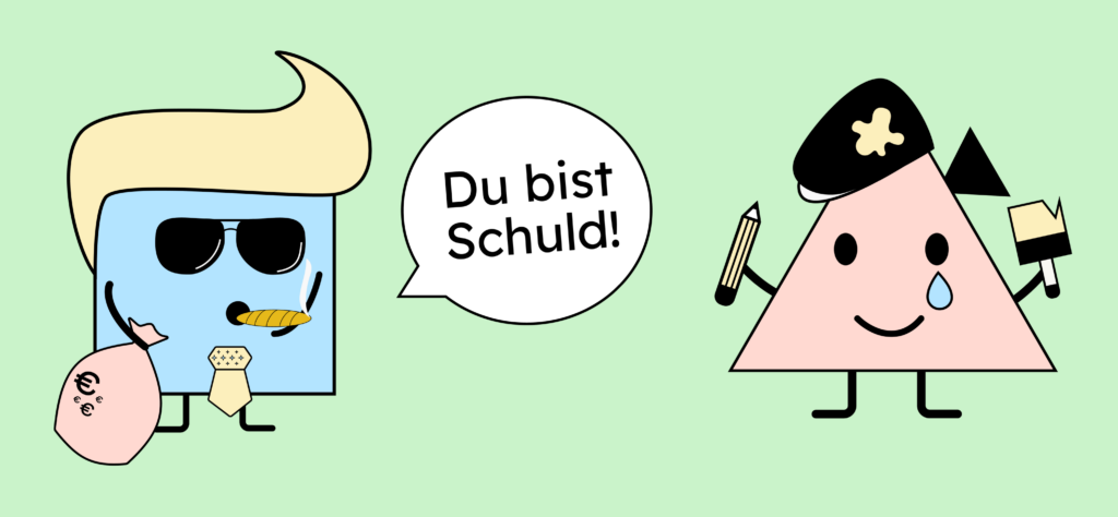 Ein Manager sagt zu einem Agenturleiter: Du bist schuld!