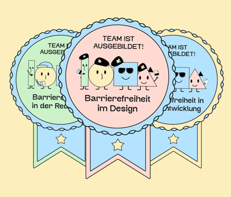 3 unserer Siegel für Ausgebildetes Team im Design, der Entwicklung und der Redatkion.