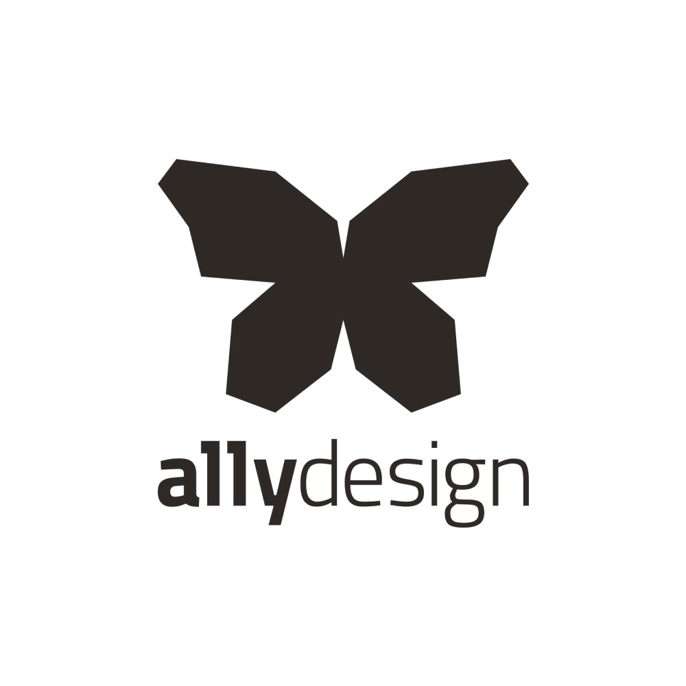 Das Logo von a11ydesign, ein schwarzer Schmetterling
