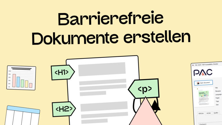 Illustration eines rosa Comicdreiecks. Die Figur befestigt Marker an einem Text, die als Auszeichnungen für Überschriften und so weiter dienen.