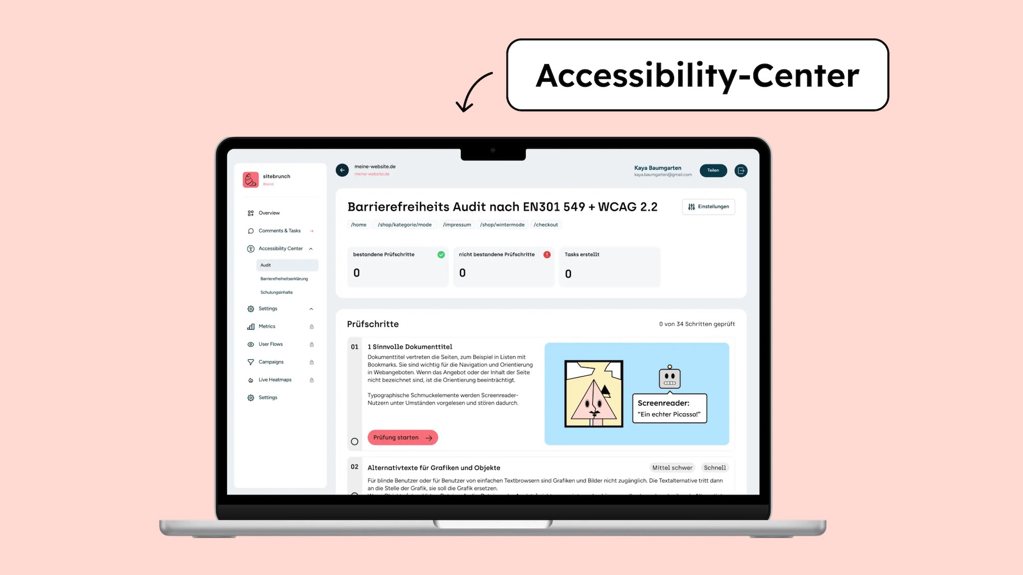 Screenshot von unserem Accessibility-Center
