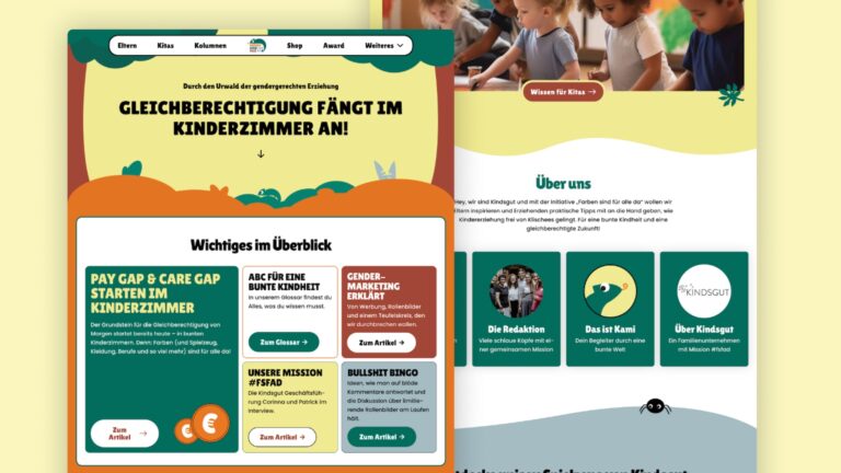 Mehrere Screenshots der Startseite von Farben sind für alle da.
