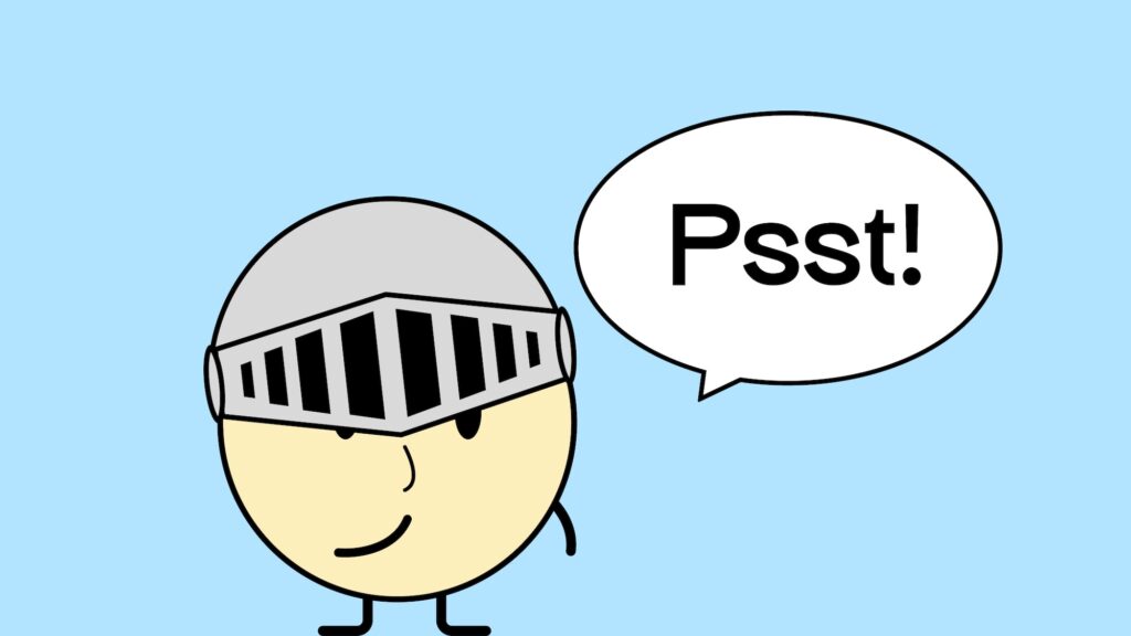 Unsere Ritterin Sam hat den Finger vor dem Mund uns sagt "psst"