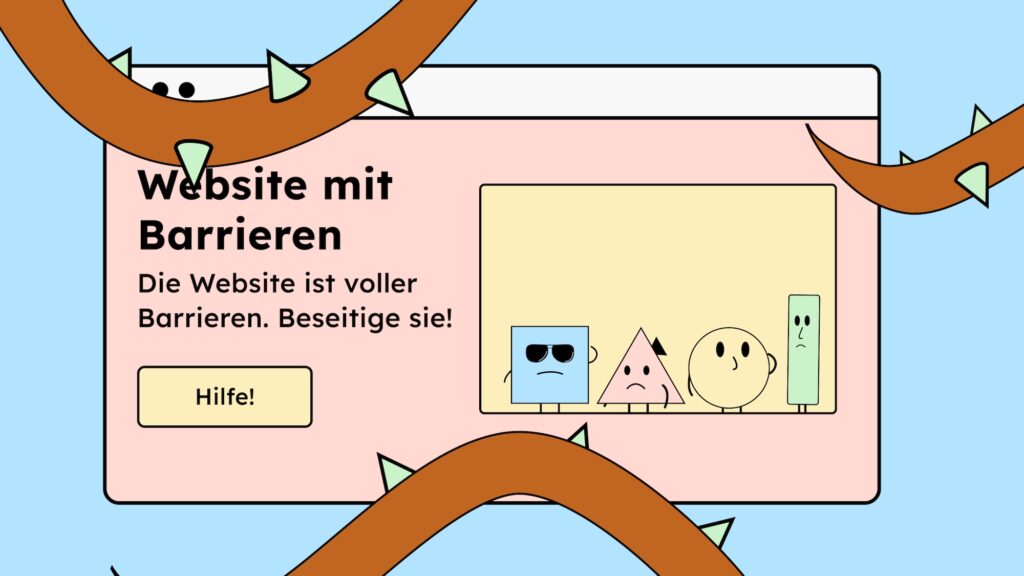 Eine Illustration einer Website umgeben von Dornenbüschen!