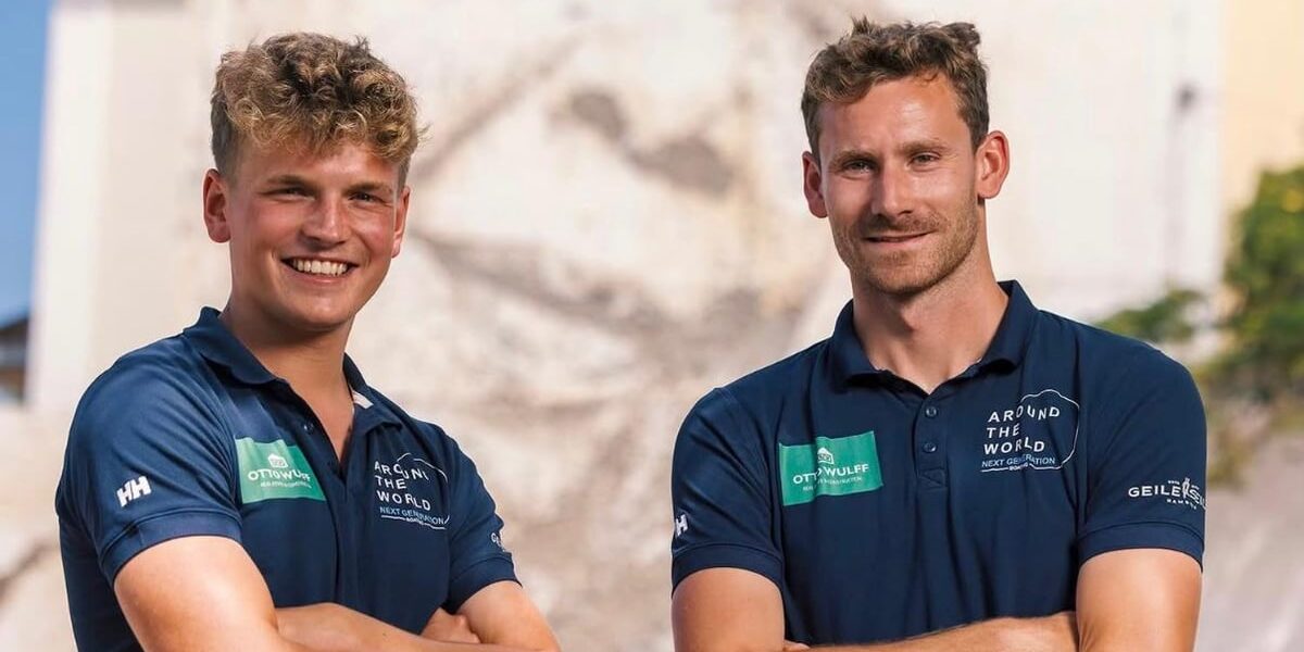 Lennart Burke und Melwin Fink nach der Globe40 Weltumsegelung