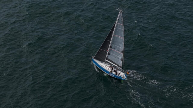 Matcher 37 Helium am Wind, Luftaufnahme von achtern