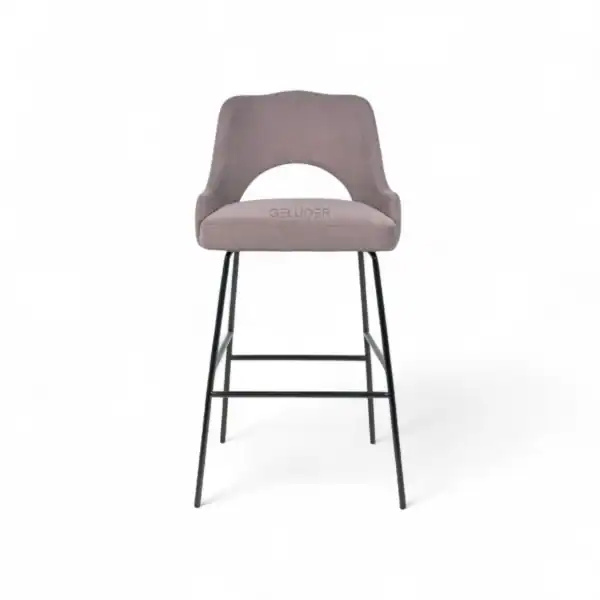 Contemporary upholstered bar stool with metal frame, modern furniture design from Geluoer.
