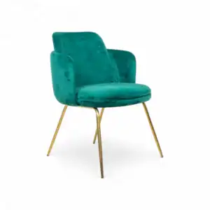 Vintage teal velvet accent chair with gold metal legs, modern furniture design for stylish living spaces, by Geluoer Furniture.