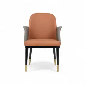 Leather accent armchair with black and gold tapered legs from Geluoer Furniture.