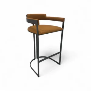 Elegant modern bar stool with leather cushion and metal frame for stylish furniture spaces.