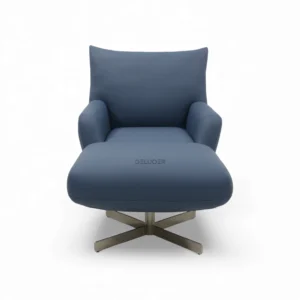 Premium blue modern armchair with executive-style design, comfortable cushioning, and stylish metal base.
