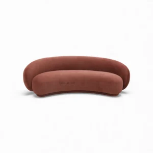 Luxurious curved velvet sofa by Geluoer Furniture, modern and stylish for elegant living rooms.