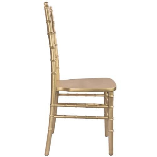 Gold Chiavari chair for elegant event furniture and wedding decor.