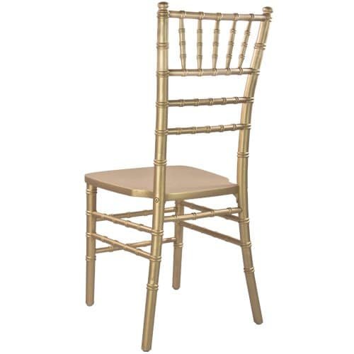 Gold Chiavari chair for elegant event seating, ideal for weddings and banquets.