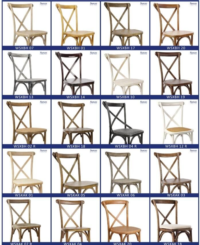 Elegant wooden dining chairs with cross-back design, available in various finishes for classic or mo.